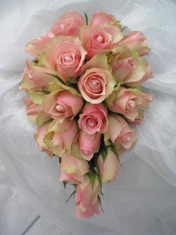 Brompton Floral Designs Wedding Flowers Central London UK NW4 Pale pink roses adorned with pearl heads. 